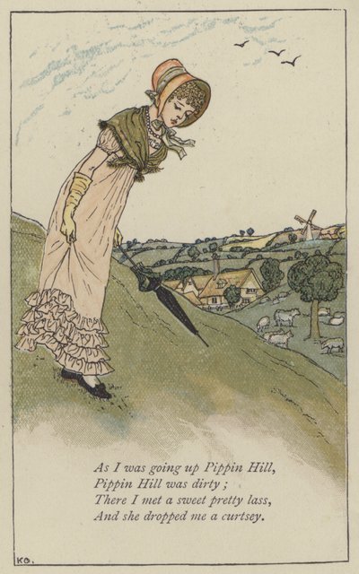 Quando eu estava a subir Pippin Hill (cor litho) de Kate (after) Greenaway