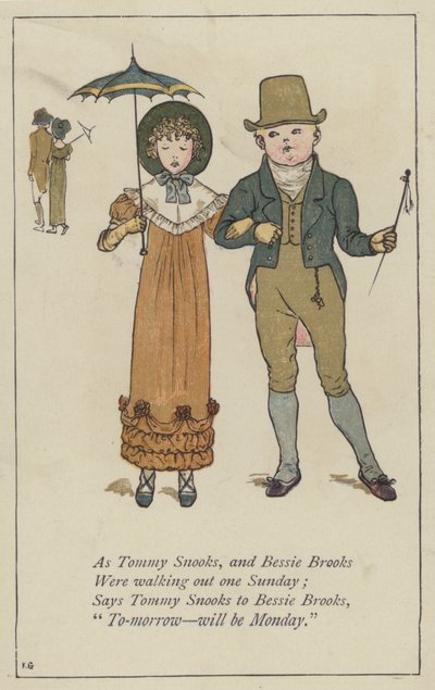 Como Tommy Snooks e Bessie Brooks (cor litho) de Kate (after) Greenaway