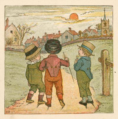 Rapazes para um passeio (cor litho) de Kate (after) Greenaway