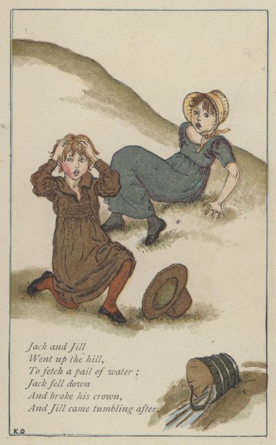 Jack e Jill (cor litho) de Kate (after) Greenaway