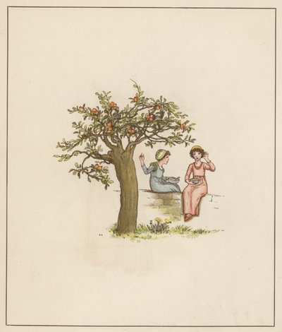 Ilustração de Kate Greenaway para The Pied Piper of Hamelin por Robert Browning (lito colorido) de Kate (after) Greenaway