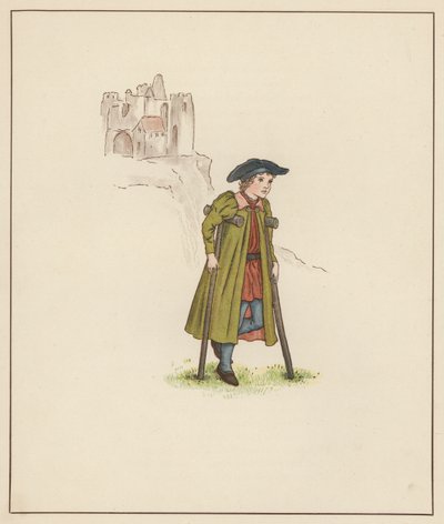 Ilustração de Kate Greenaway para The Pied Piper of Hamelin por Robert Browning (lito colorido) de Kate (after) Greenaway