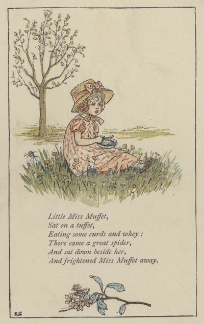 Pequena Miss Muffet (cor litho) de Kate (after) Greenaway