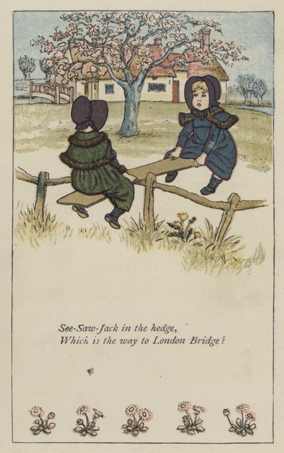 See-saw-Jack in the hedge (cor litho) de Kate (after) Greenaway