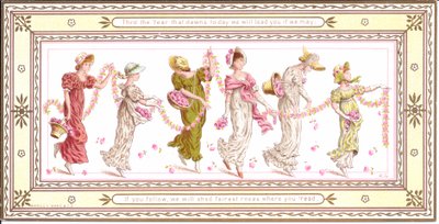 Um cartão vitoriano de uma criança com um lenço amarelo em volta do pescoço, c.1880 de Kate Greenaway
