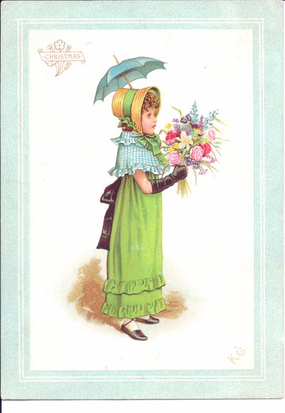 Um cartão vitoriano de crianças em traje fantasia dançando, c.1880 de Kate Greenaway