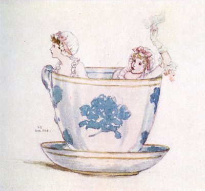 "Uma calma numa chávena de chá" por Kate Greenaway de Kate Greenaway