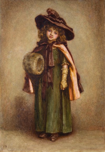 Menina com abafador (aguarela) de Kate Greenaway