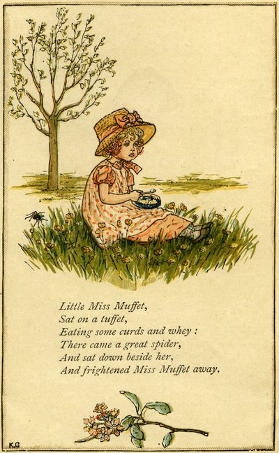 A pequena Miss Muffet ilustrada de Kate Greenaway