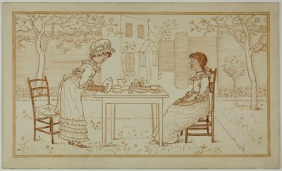 Festa do chá para dois ao ar livre de Kate Greenaway