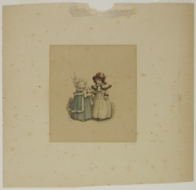 Duas garotinhas com casacos de pele de Kate Greenaway