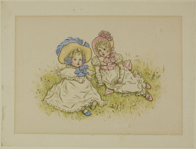 Duas meninas com gorros de Kate Greenaway