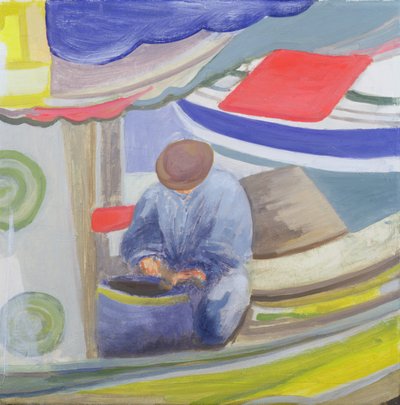 Pescador grego no fim do dia (óleo sobre tela) de Kate Yates