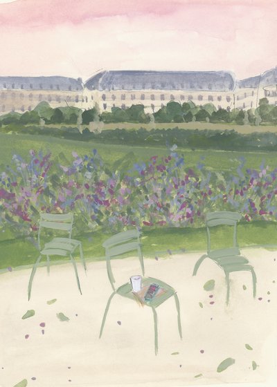 Ilustração em aguarela do Jardim de Paris de Katharina Puritscher