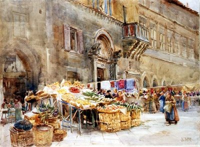 Antes da casa do capitão do povo, Perugia, c.1906 (wc) de Katharine McCracken