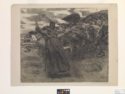 Losbruch (Outbreak) (água-forte e água-forte de terra macia) de Käthe Kollwitz