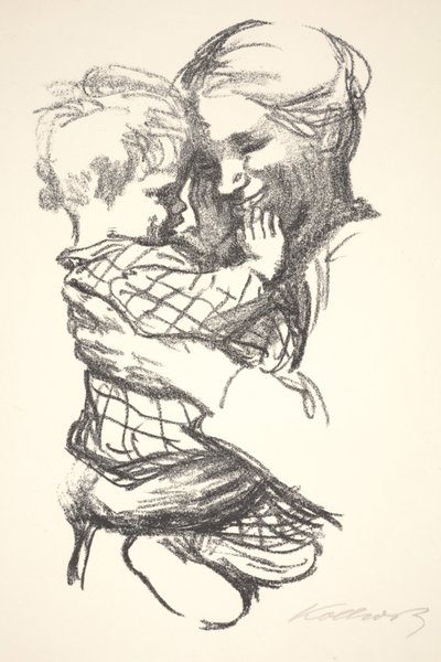 Mãe com um filho nos braços de Käthe Kollwitz
