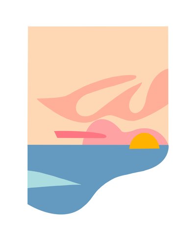 Céu coral, 2023 (ilustração digital a partir de colagem original sobre papel) de Kathy Dunaway