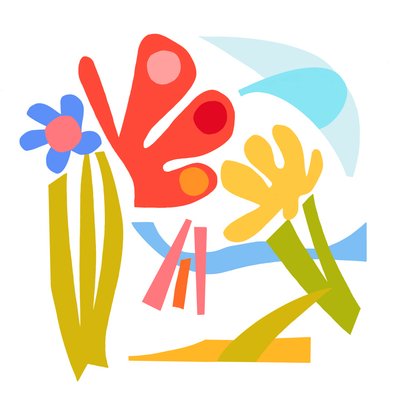 Ecstatic, 2023 (ilustração digital a partir de colagem de papel original) de Kathy Dunaway