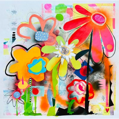 sinfonia floral, 2025 (técnica mista sobre papel) de Kathy Dunaway