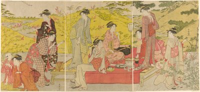 Uma festa de piquenique naquele de Katsukawa Shuncho