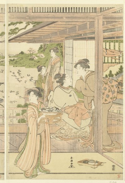 Preparativos para a festa da boneca de Katsukawa Shuncho