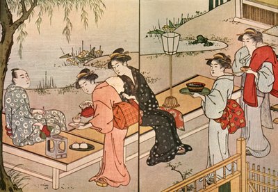 Mulher servindo chá, 1790, 1924. de Katsukawa Shuncho