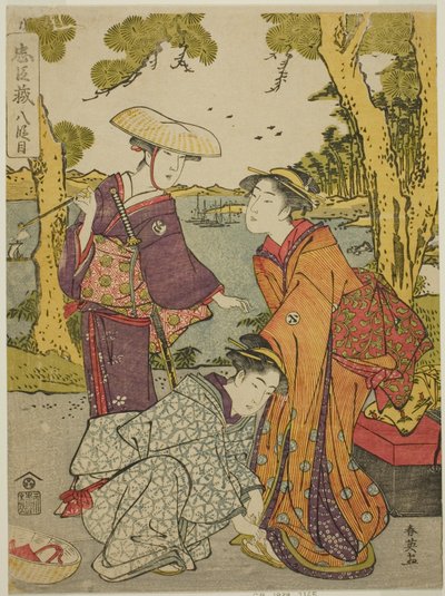 Oitavo ato: A Viagem Nupcial da peça Chushingura (Tesouro dos Quarenta e Sete Leais Retentores) de Katsukawa Shun