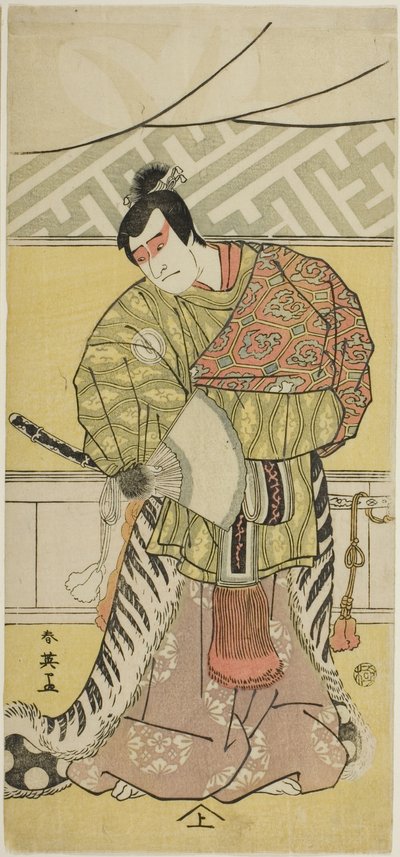 O ator Sakata Hangorô III interpreta Takechi Mitsuhide em "Muromacho Chronicle in Kana Script" ("Kanagaki Muromachi bundan") de Katsukawa Shun