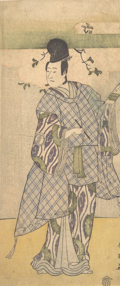 O ator Sawamura Sojuro III como um nobre escrevendo poesia, 1782. de Katsukawa Shun