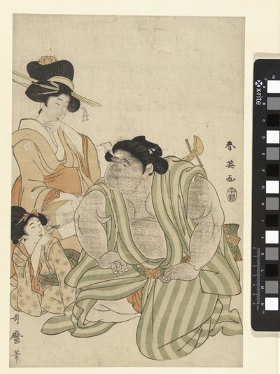 Wrestler e duas mulheres de Katsukawa Shunei
