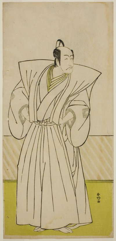 O ator Ichikawa Danjuro V como Enya Hangan () na peça Kanadehon Chushin Nagori no Kura (), representada no Teatro Nakamura () no nono mês de 1780 () de Katsukawa Shunkо̄