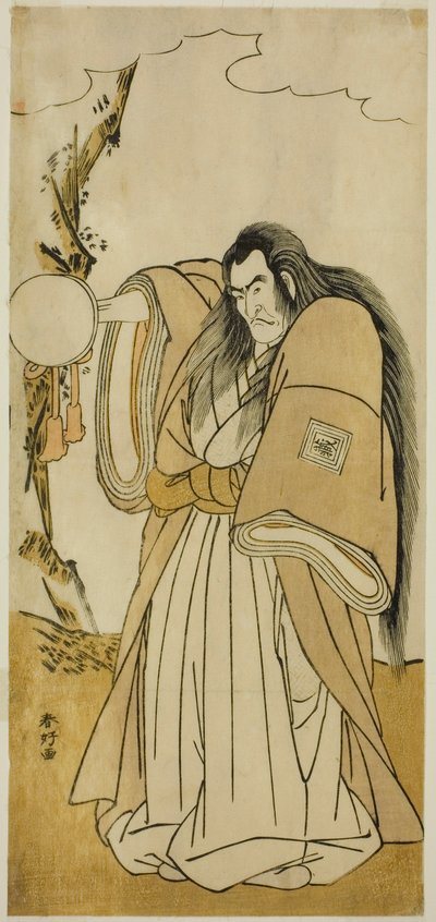 O ator Ichikawa Danzo IV como Shutokuin na peça Tokimekuya O-Edo no Hatsuyuki, representada no Teatro Morita no décimo primeiro mês de 1780 de Katsukawa Shunkо̄
