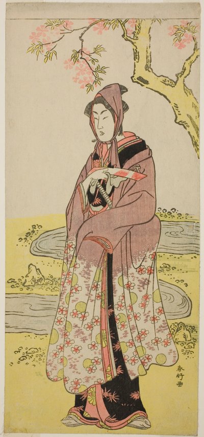 O ator Segawa Kikunojo III como Kumenosuke na peça Keisei Natori Soga, representada no Teatro Kiri no segundo mês de 1788 de Katsukawa Shunkо̄