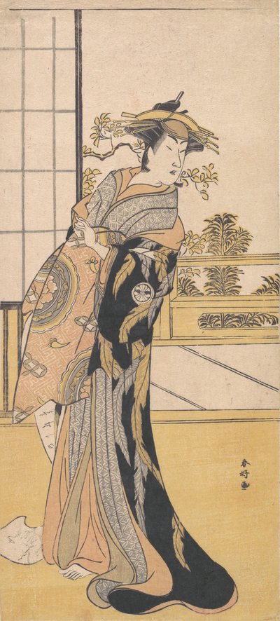 O Ator Segawa Kikunojo 3º em um Papel Feminino, ca. 1780. de Katsukawa Shunko