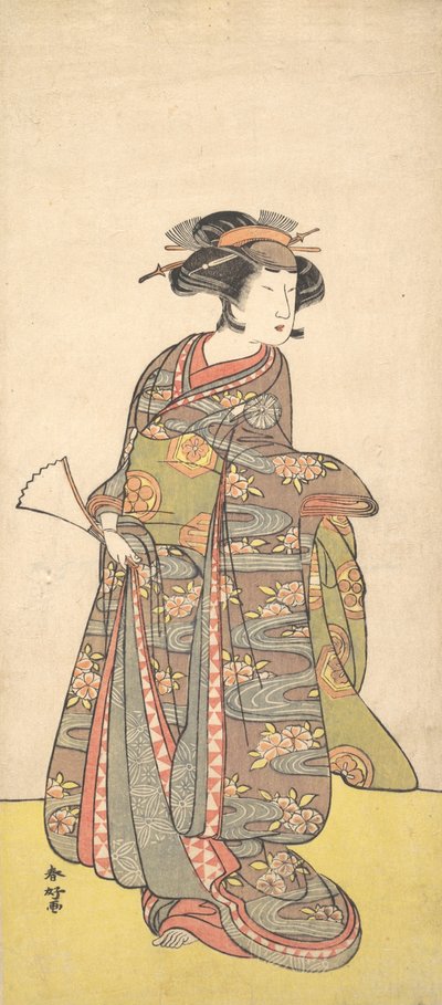 O Primeiro Nakamura Tomijuro como Mulher, provavelmente 1777. de Katsukawa Shunko