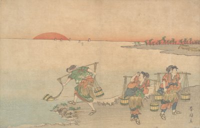 Três Portadores de Água na Costa, no final do século XVIII. de Katsukawa Shunko