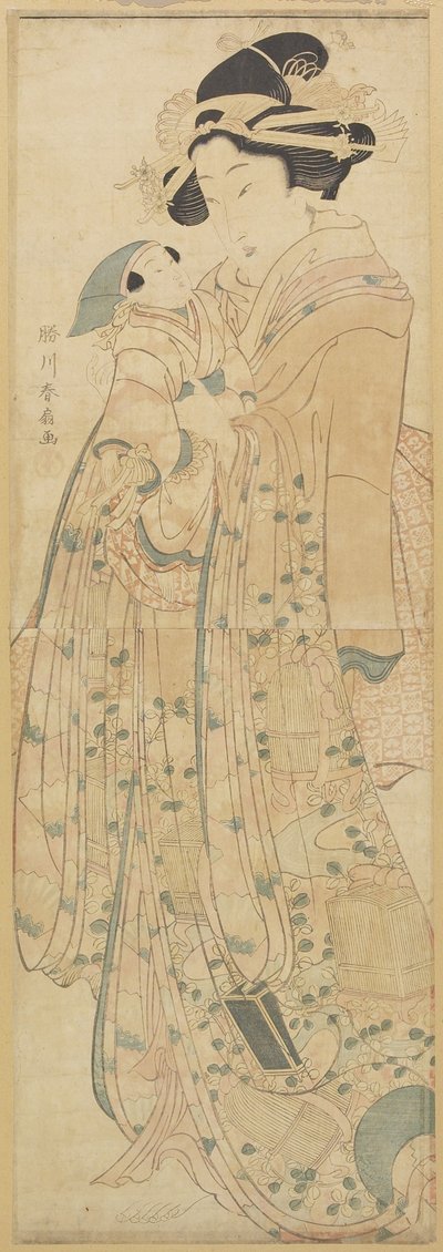 (Woman Holding a Doll), do final do século XVIII ao início do século XIX de Katsukawa Shunsen