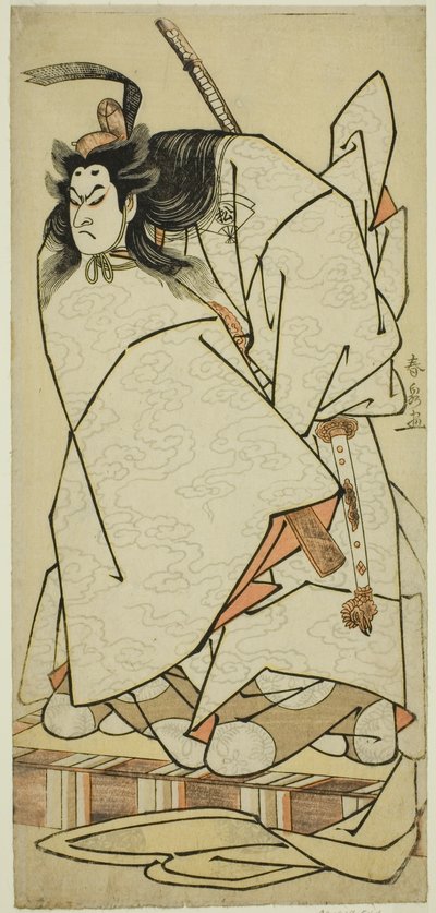 O ator Onoe Matsusuke I como Ashikaga Takauji na peça Kumoi no Hana Yoshino no Wakamusha, apresentada no Teatro Nakamura no décimo primeiro mês de 1786 de Katsukawa Shunsen