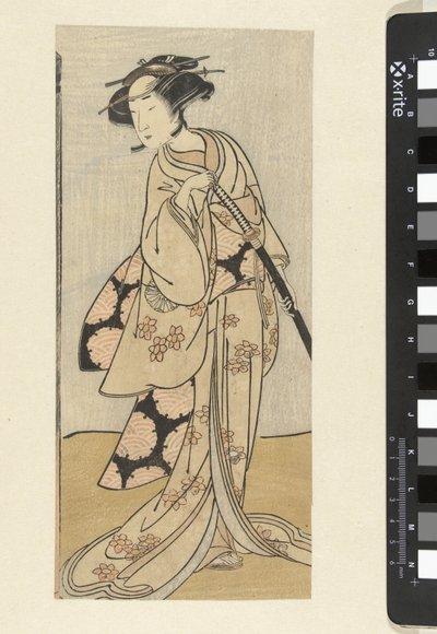 Ator com espada no papel feminino de Katsukawa Shunsho (attributed to)