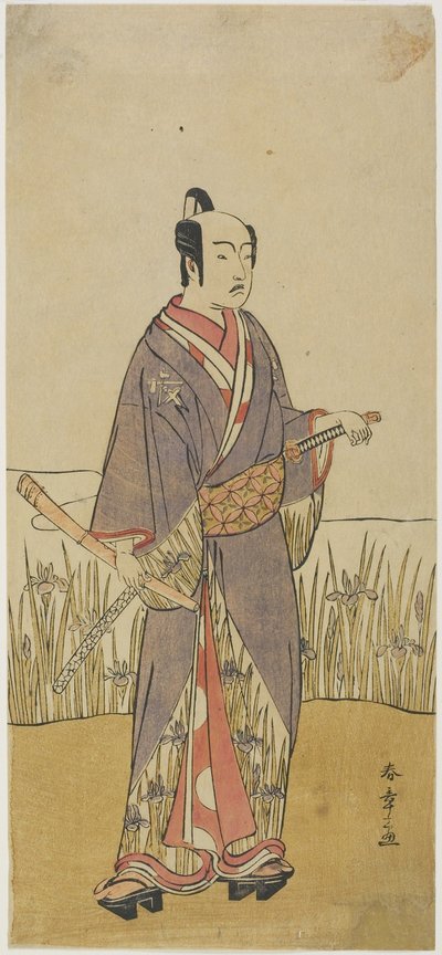 (Um Actor num Papel de Samurai com uma Flauta de Bambu) de Katsukawa Shunsho
