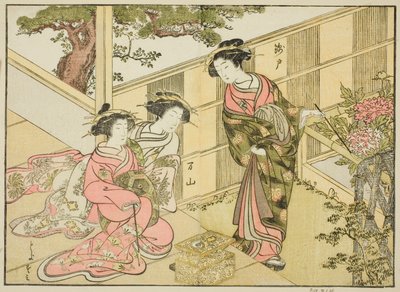 Cortesãs do Chojiya, do livro "Uma comparação das belezas das casas verdes: um espelho de suas formas (Seiro bijin awase sugata kagami)", vol. 1 de Katsukawa Shunsho