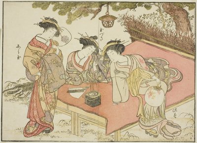 Cortesãs do Yadaya, do livro "Espelho das Belas Mulheres dos Bairros de Prazer (Seiro bijin awase sugata kagami) de Katsukawa Shunsho