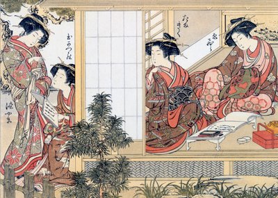 Cortesãs japonesas lendo e escrevendo, c1776. de Katsukawa Shunsho
