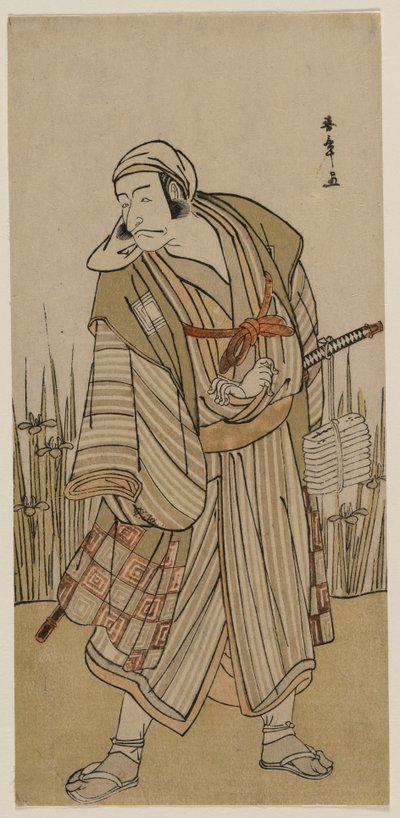 Ichikawa Danjuro V como um viajante ao lado de um grupo de íris, c. 1780 de Katsukawa Shunsho