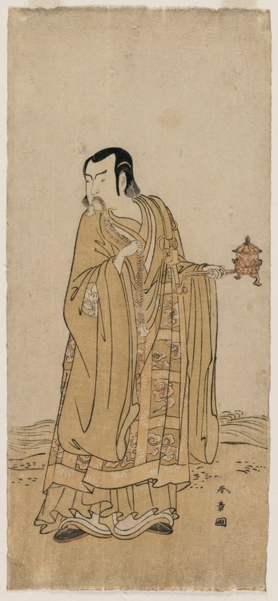 Ichimura Uzaemon IX como Shingen em A String of Prayer Beads Shaken at a Ribbon of Waterfall de Katsukawa Shunsho