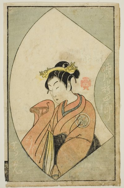 O ator Anegawa Shinshiro II, de "A Picture Book of Stage Fans (Ehon butai ogi)" de Katsukawa Shunsho