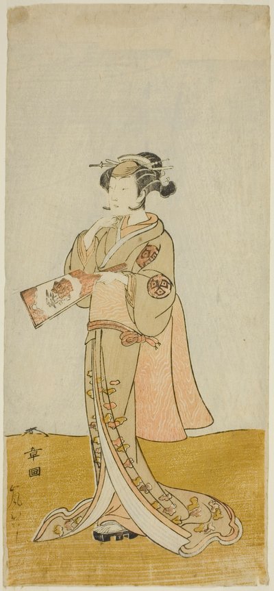 O ator Arashi Hinaji em um papel feminino não identificado de Katsukawa Shunsho