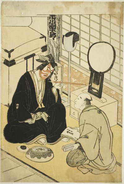 O ator Ichikawa Danjuro V em seu camarim de Katsukawa Shunsho
