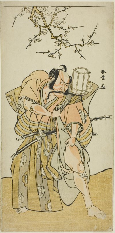 O ator Ichikawa Danzo IV como Kamakura no Gongoro Kagemasa, na quinta cena da peça de teatro Nishiki Tsui no Yumitori (A Dandyish Brocade: Opposing Warriors), apresentada no Teatro Morita no décimo primeiro mês de 1778 de Katsukawa Shunsho